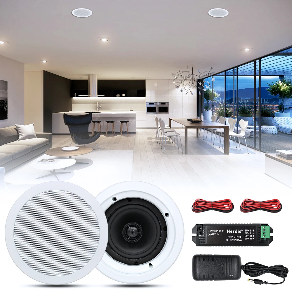 

Herdio 5.25" 150W Bluetooth Ceiling Speaker Home Audio Loudspeakers System For Indoor Kitchen Home Theater Store Hotel