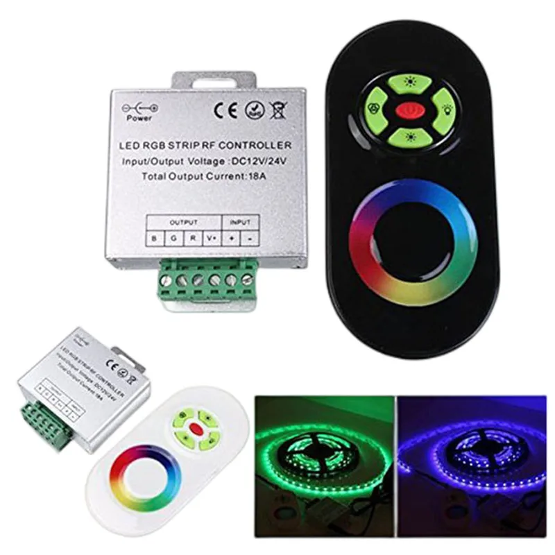 DC12V-24V 18A Rgb Controller Draadloze Rf Touch Panel Dimmer Rgb Remote 5key Controller Voor 3528 5050 Rgb Led Strip Licht