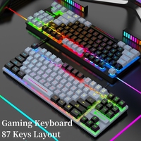 Keyboard 87 Keys 80% Layout Spanish Russian Korean Arabic Gaming Keyboard USB Wired RGB Light Float Keycap Ergonomics Design K10