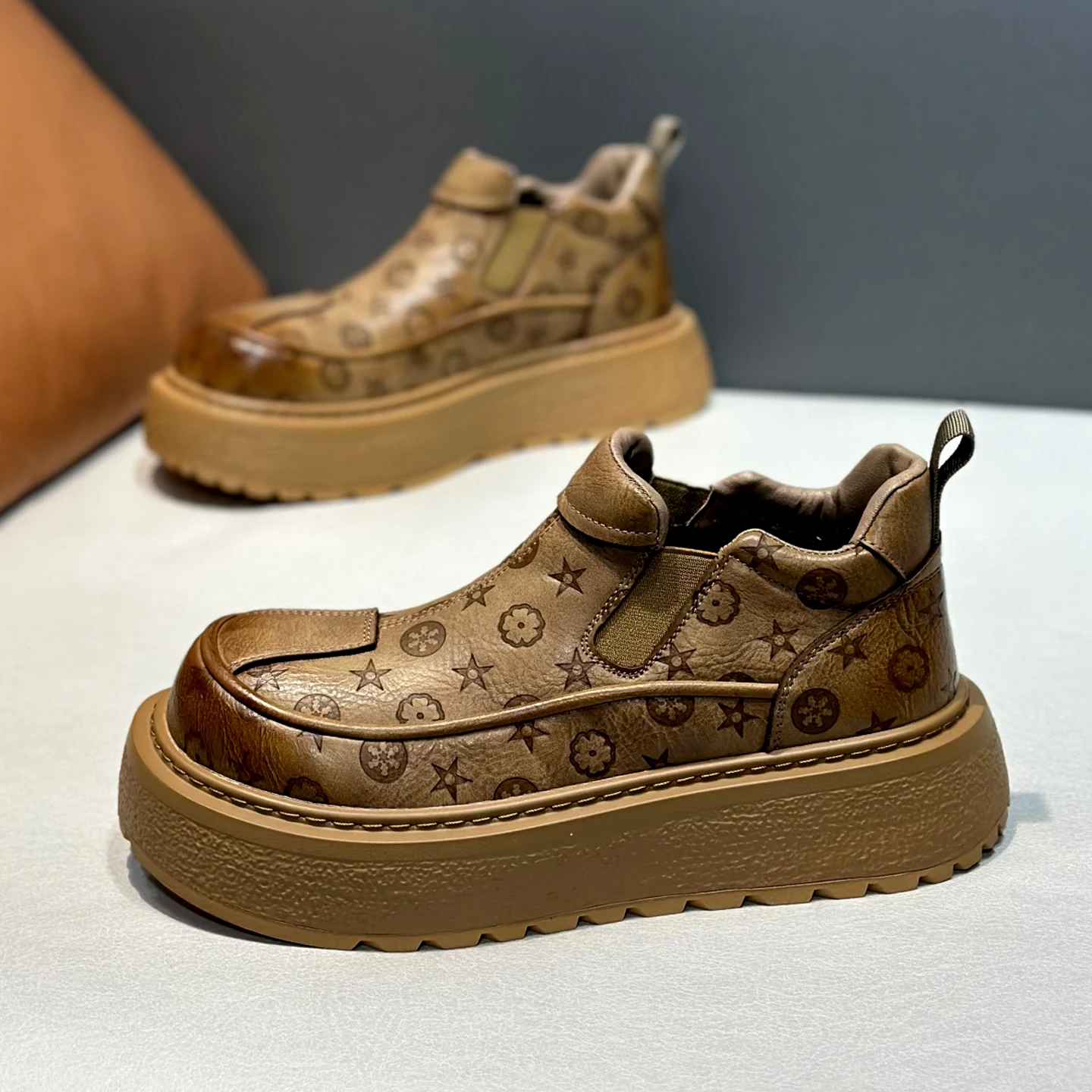 

High-Top Men's Boots Retro Briti Sle Paladino ell Increased Height Casual Workwear Leather oes for Youth