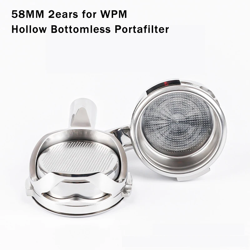 

58mm 2 ears Stainless Steel Coffee Hollow Bottomless Portafilter for Welhome Kd310/510/210s/330/ Espresso Handle Filter Tool