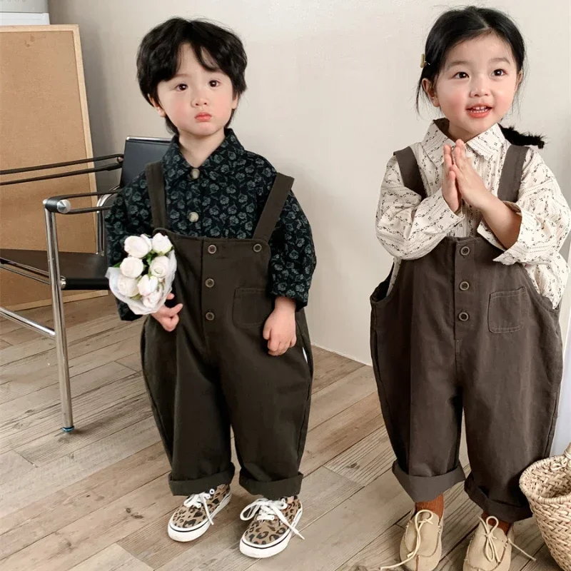 2025Korean Style Pants Bodysuit Toddler Girl Overalls Children Suspenders Jumpsuit for Boys 1 to 6 YearsKids Sleeveless Romper