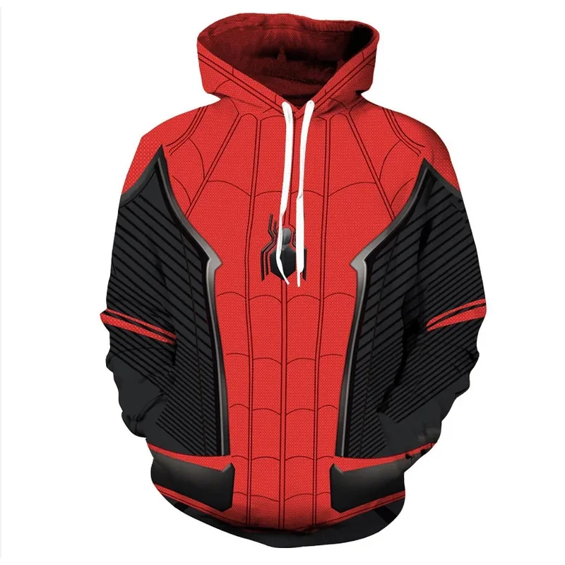 Miniso كوميكس خارقة القرمزي الرجل العنكبوت ثلاثية الأبعاد الطباعة الرقمية رقيقة هوديي البلوز البلوز طويلة الأكمام معطف الربيع والصيف