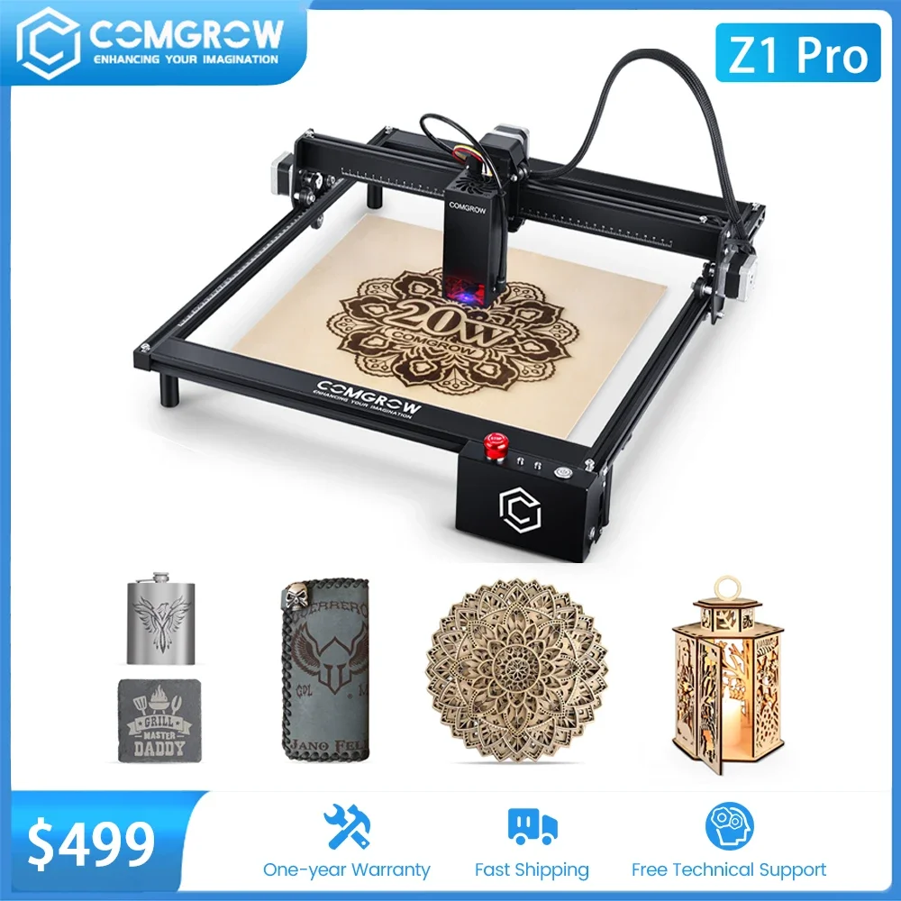 

COMGROW Z1 PRO 20W Laser Engraving Cutting Machine Desktop CNC Laser Engraver Cutter DIY Woodworking Metal CNC Router