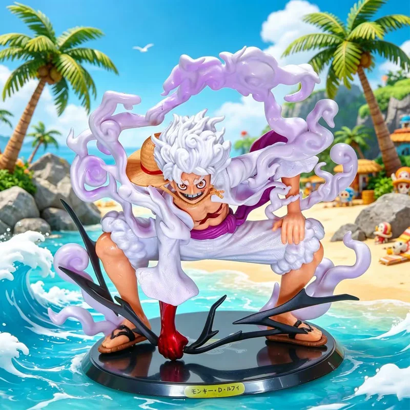23cm One Piece Gear Sun God Fifth Gear Nika Luffy Figure Box Anime Peripheral Model Ornament Gift
