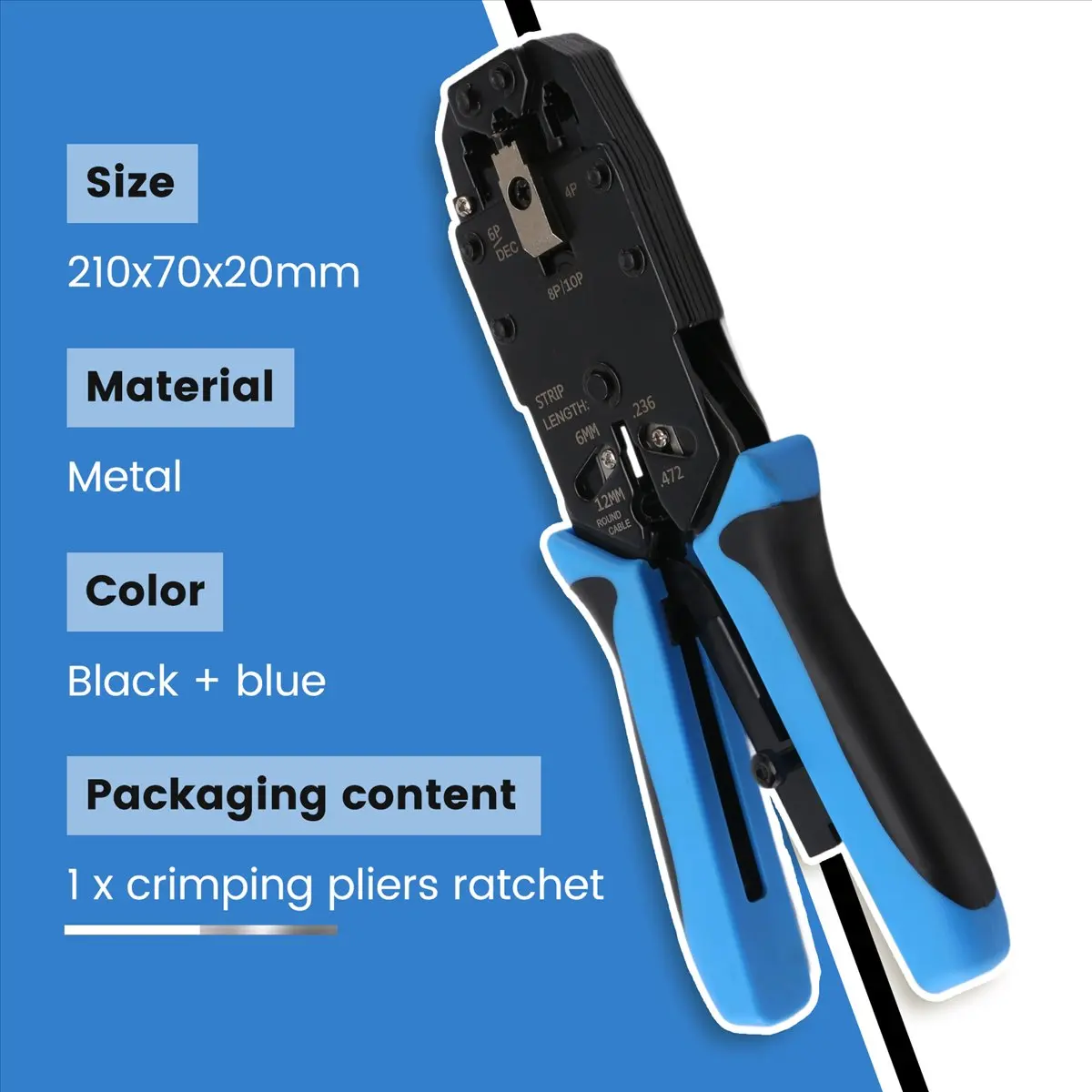 (BOFF) RJ45 Network Crimper 10P 8P 6P 4P Crimping Tools Stripper for RJ45 RJ11 RJ12 RJ50 Connector Ethernet Cable