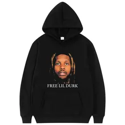 Free Lil Durk Graphic Hoodie Men Women Clothing Hip Hop Oversized Sweatshirt Male Vintage Long Sleeve Hoodies Fashion Streetwear