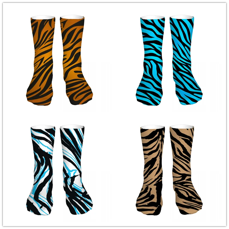 Tiger Pattern Mens Womens Funny Crew Socks Cool 3D Printed Design Socks Fashion Comfortable Basketball Socks