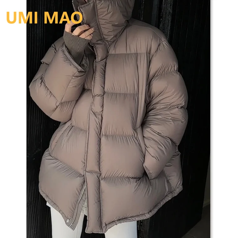 UMI MAO Soft Glutinous Puff Down Jacket High End Women's Short Breadms Women 90 White Duck Down Jacket Black Winter Clothing