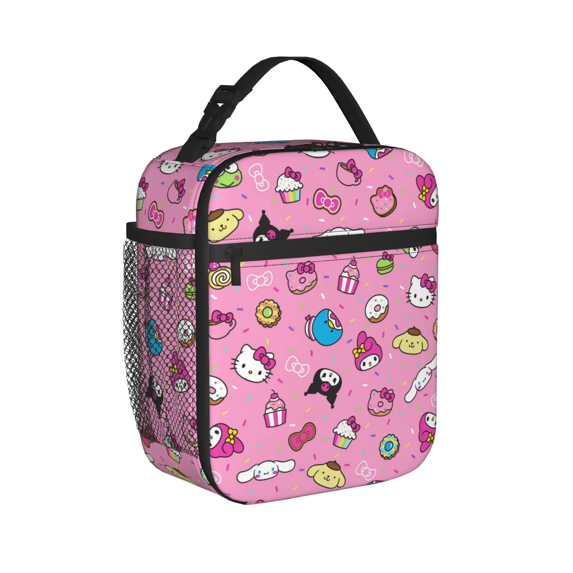 Sanrio Characters Merch Insulated Lunch Tote Bag For Office Hello Kitty Kuromi Food Box Portable Thermal Cooler Lunch Boxes