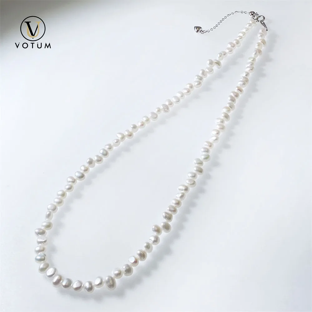 

Votum Chinese Freshwater Pearl Chocker Necklace for Women Lady WeddingSilver Adjustable Chain Pearls Necklaces Birthday Jewelry