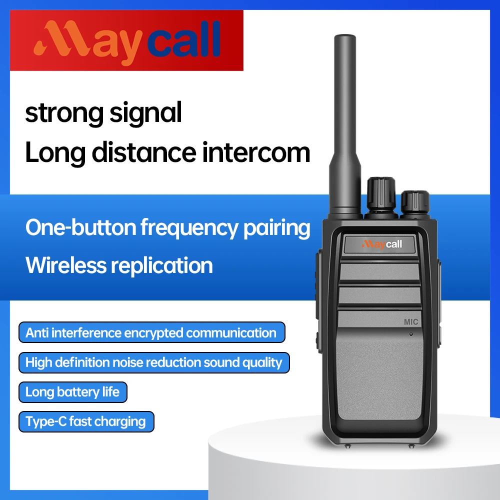 Maycall portable analog walkie talkie long standby dustproof and rainproof Type-C intelligent charging large capacity batte ama