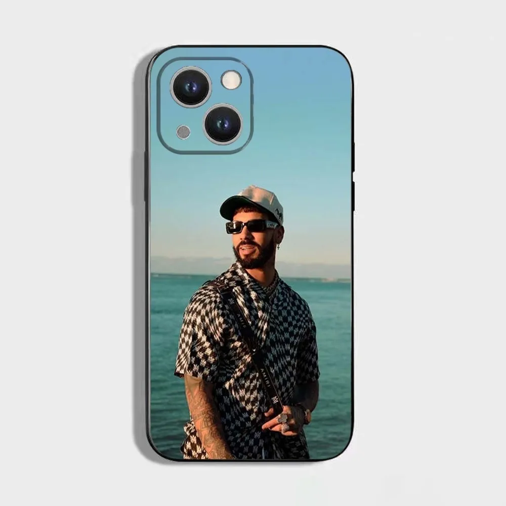 ラッパー A-Anuel AA リアル電話ケース iPhone 16、15、14、13、12、11 Plus、Pro Max、XS、X、XR、SE、Mini、8、7、ソフトシリコンブラックカバー用