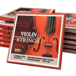 Violin Strings Universal Full Set (G-D-A-E) Steel Core Cupronickel Wound Fiddle String Medium Gauge - Steel Ball - End E