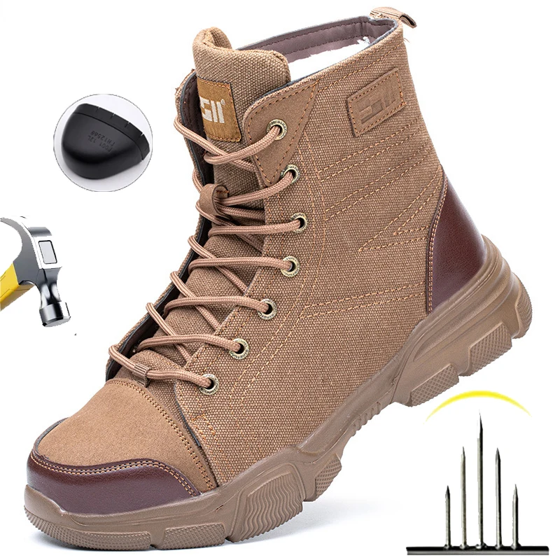 Mens Safety Boots Steel Toe Exploitation Site Work Safety Shoes Jungle Adventure Boots Outdoor Work Waterproof Whoes Anti-smash