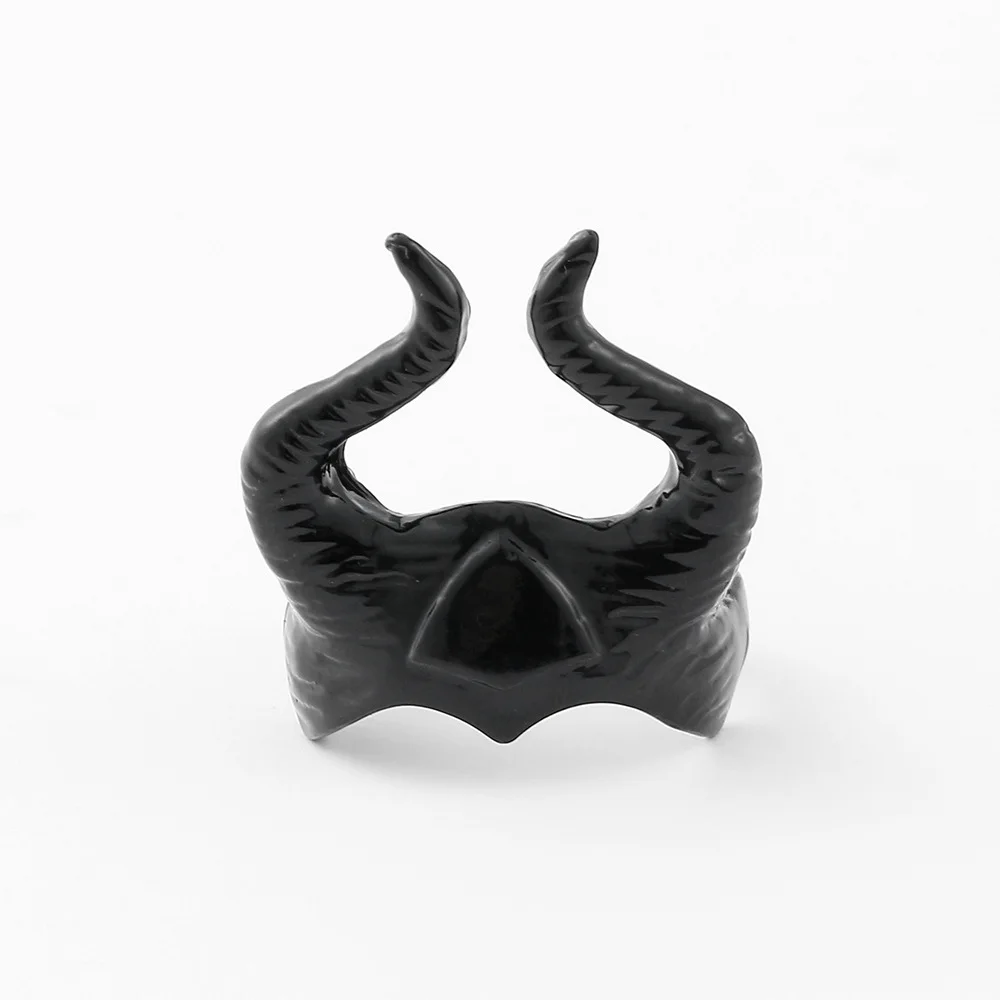 New Maleficent Metal Ring - Black Cow Horn Ring, Daily Wear Decorative Gift for Anime Fans