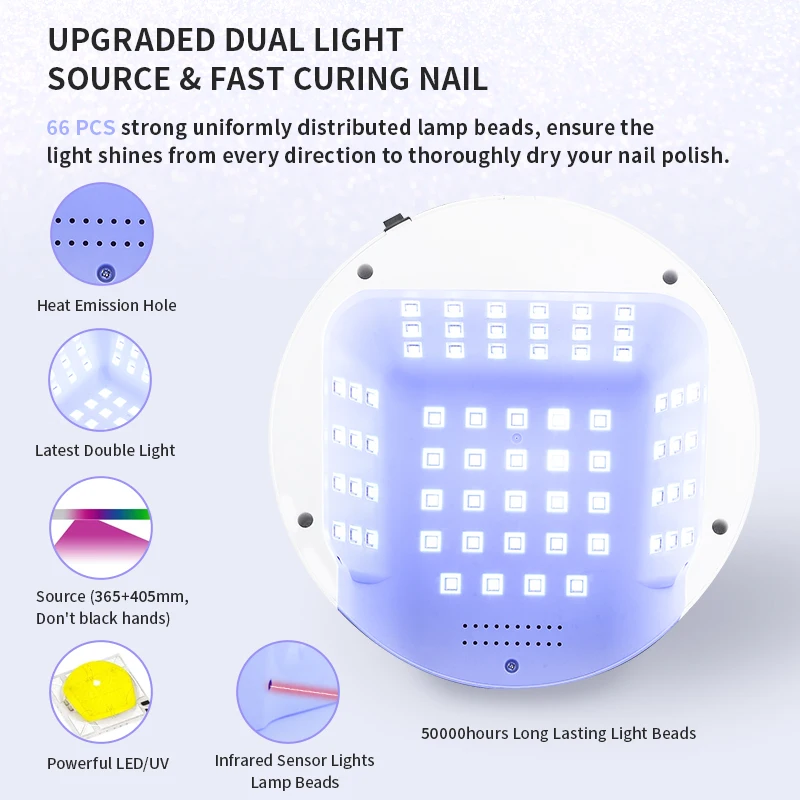 66LEDS Rechargeable UV LED Nail Lamp Professional Cordless Gel Polish Drying Lamp For Manicure With Built-in Battery Nail Art