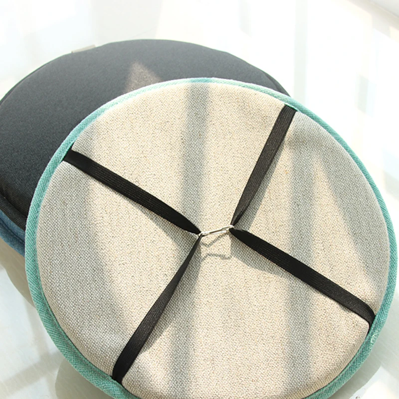 Concise Solid Colour Round Cushion Non-slip Sponge Small Round Stool Rattan Chair Bar Stool Cushion Long