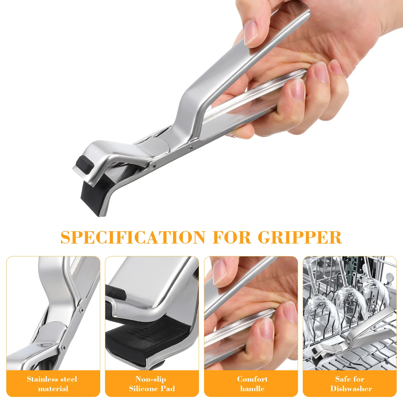 

Stainless Steel Hot Bowl Clip Non-Slip ABS Handle Heat Resistant Kitchen Plate Gripper Anti-Scald Dish Clamp Portable Hot Plate