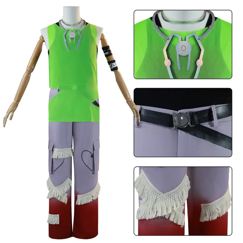 Till Cosplay Alien Stage R7 Blink Gone Green Vest Outfit Costume Parrucca Prop Collana Decor Pantaloni Vestito da prestazione per feste di Halloween