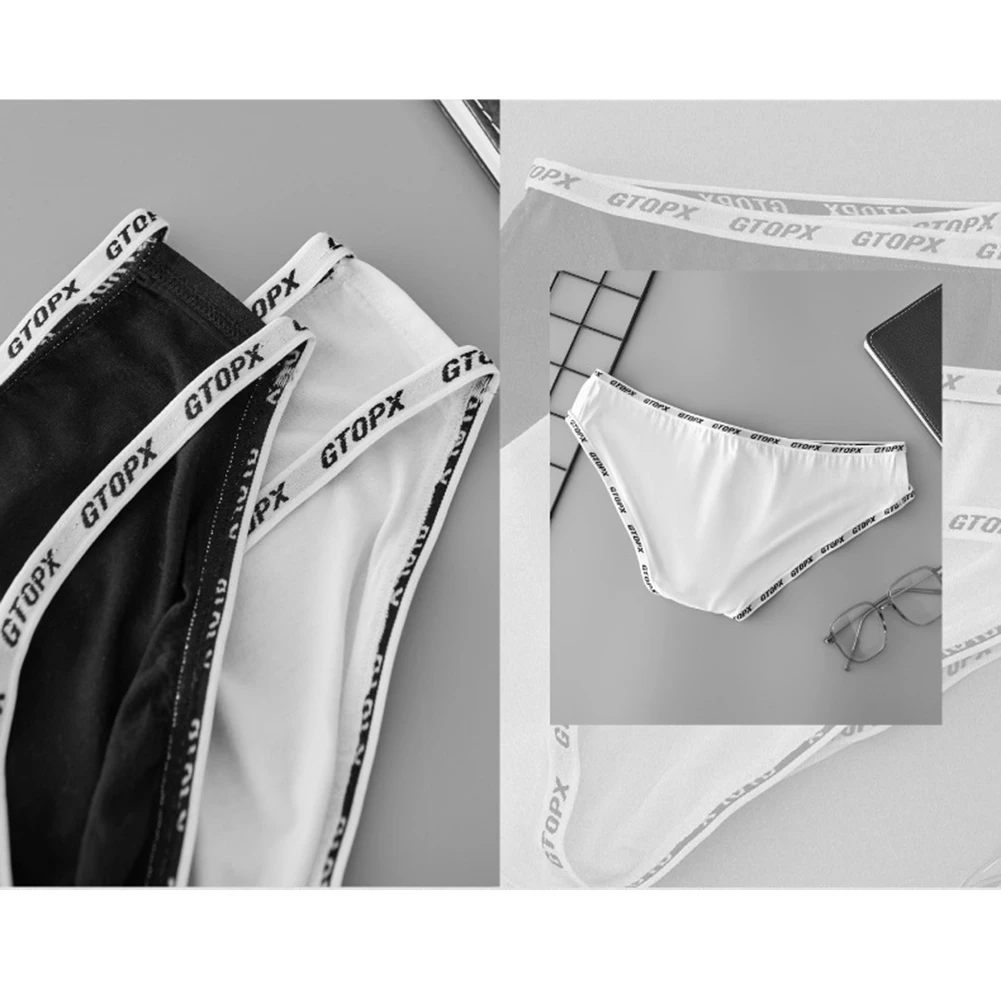 

Men's Low Rise Hollow Out Fashion Sexy Underwear Briefs Single-layer U Convex Pouch Thin Belt Panties Male