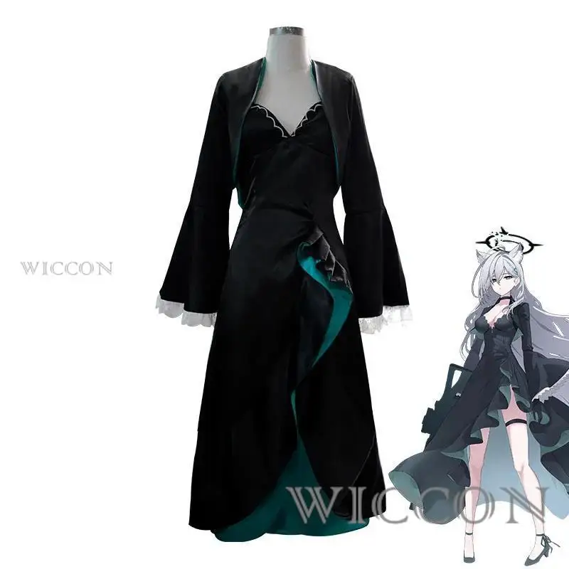 

Game Blue Archive Sunaookami Shiroko Cosplay Costume Black Cloak Dress Halloween Carnival Party Outfits