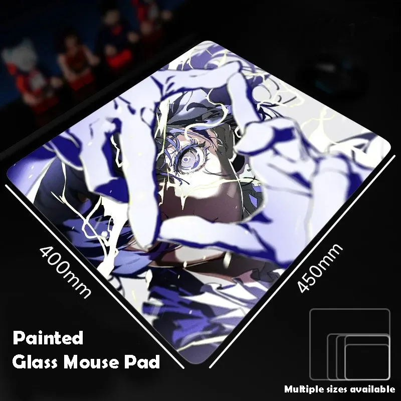 

Прохладный фиолетовый стеклянный коврик для мыши для девочек Sora, игровой коврик для мыши, индивидуальный узор, закаленный гладкий коврик для игрового стола, Fps, киберспортивный офисный игровой коврик