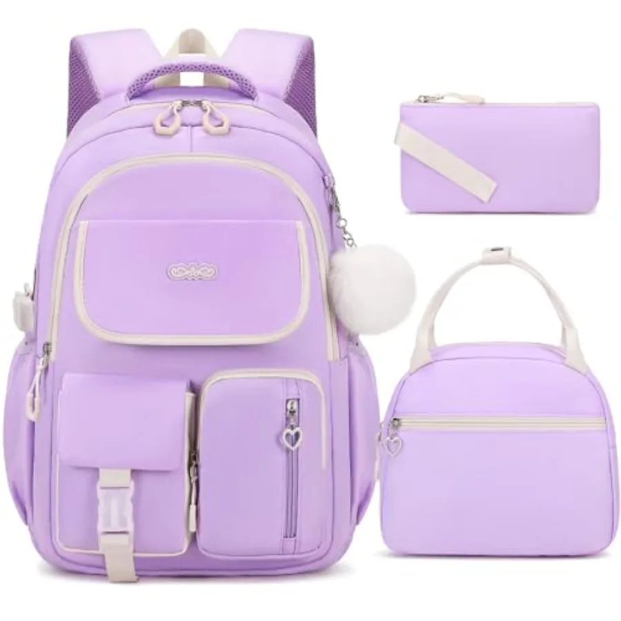 

Backpacks for Girls, 3PCS School Backpack with Lunch Box Pencil Pouch for Teen Girls Elementary Primary Middle High College Day
