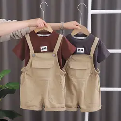 Summer Boys Clothing Toddler Casual Infant Clothes T Shirt Causal Bib Short Pants 2Pcs/Ses Kids Children Costume Suit 0-5 Years