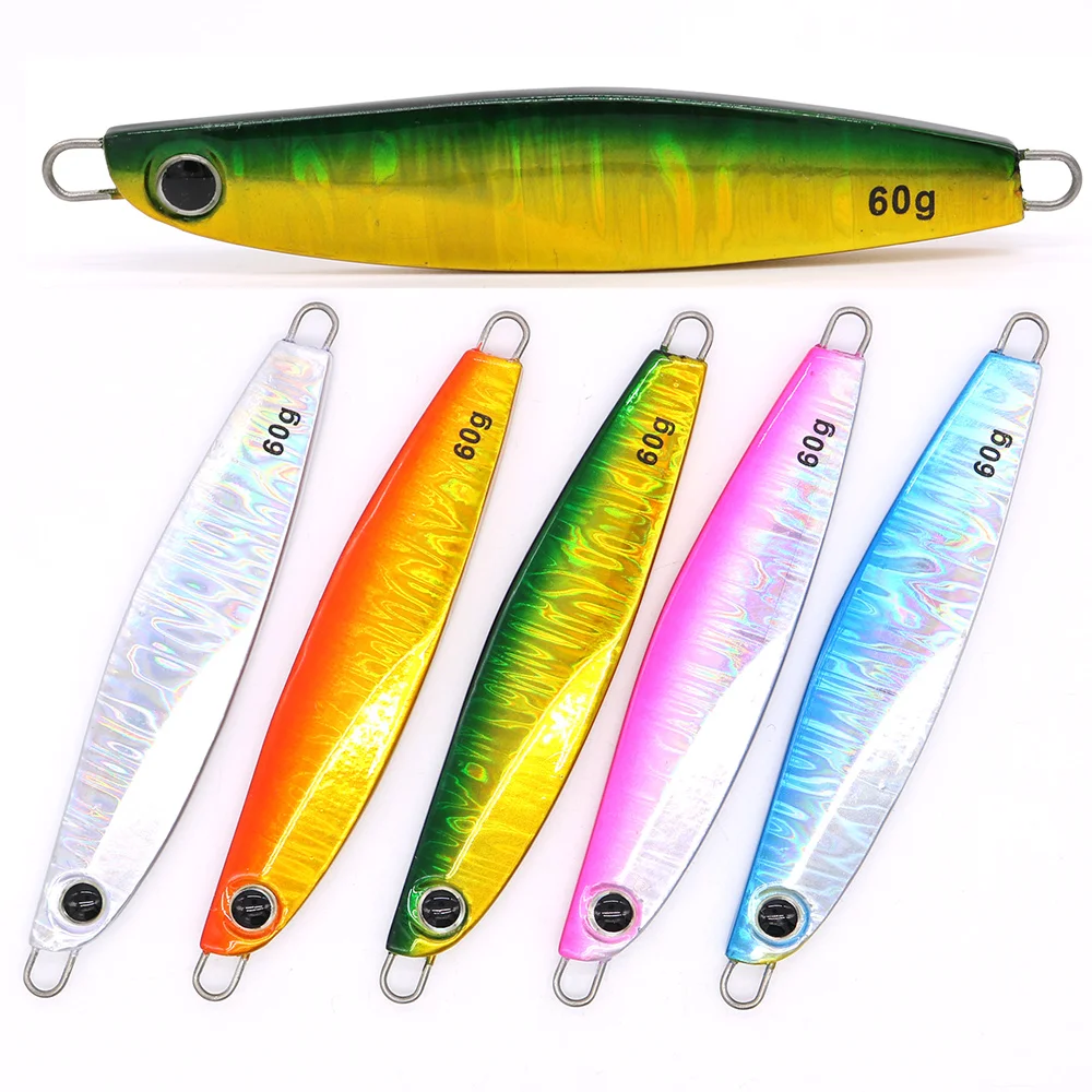 CASTFUN Metal  Casting Jig Lures 30g 60g Slow Pitch Jigs Tuna Lures Cheap Fishing Tackle Saltwater  Fishing Lure