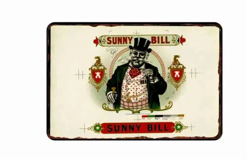 Sunny Bill Cigars Tin Sign  8x12 Vintage Cigar Labels 1890-1900 advertising