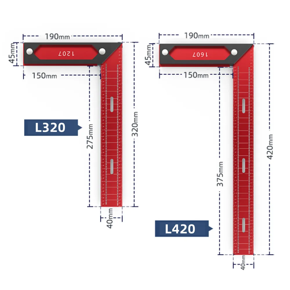 Woodworking Square Aluminum Framing Mitre Square for Leveling and Measuring Rafter Ruler