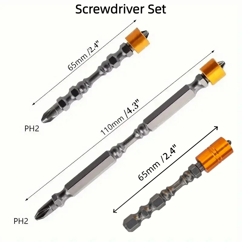 5/10pcs Strong Magnetic Screwdriver Bit Set 65/110mm Phillips Electronic Screwdriver Bits For Plasterboard Drywall Screw Driver