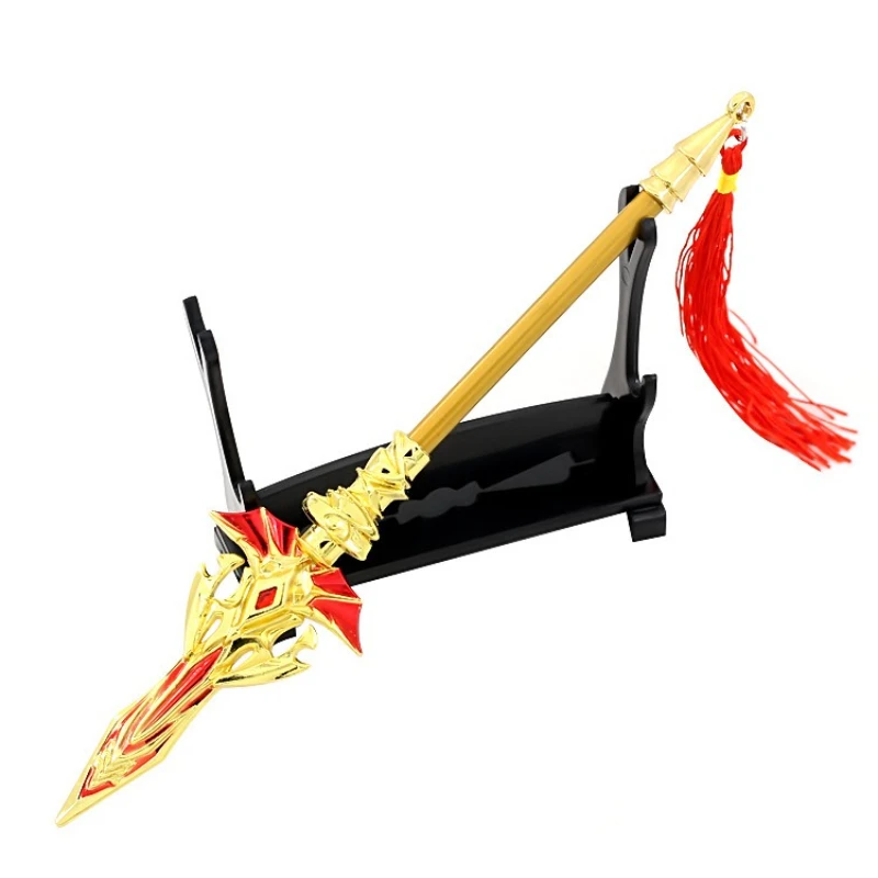 27,5 cm/10,82 cala DL Anime urządzenia peryferyjne złoty smok król Lance wersja teleskopowa metalowe modele broni ozdoba na biurko zabawki prezenty
