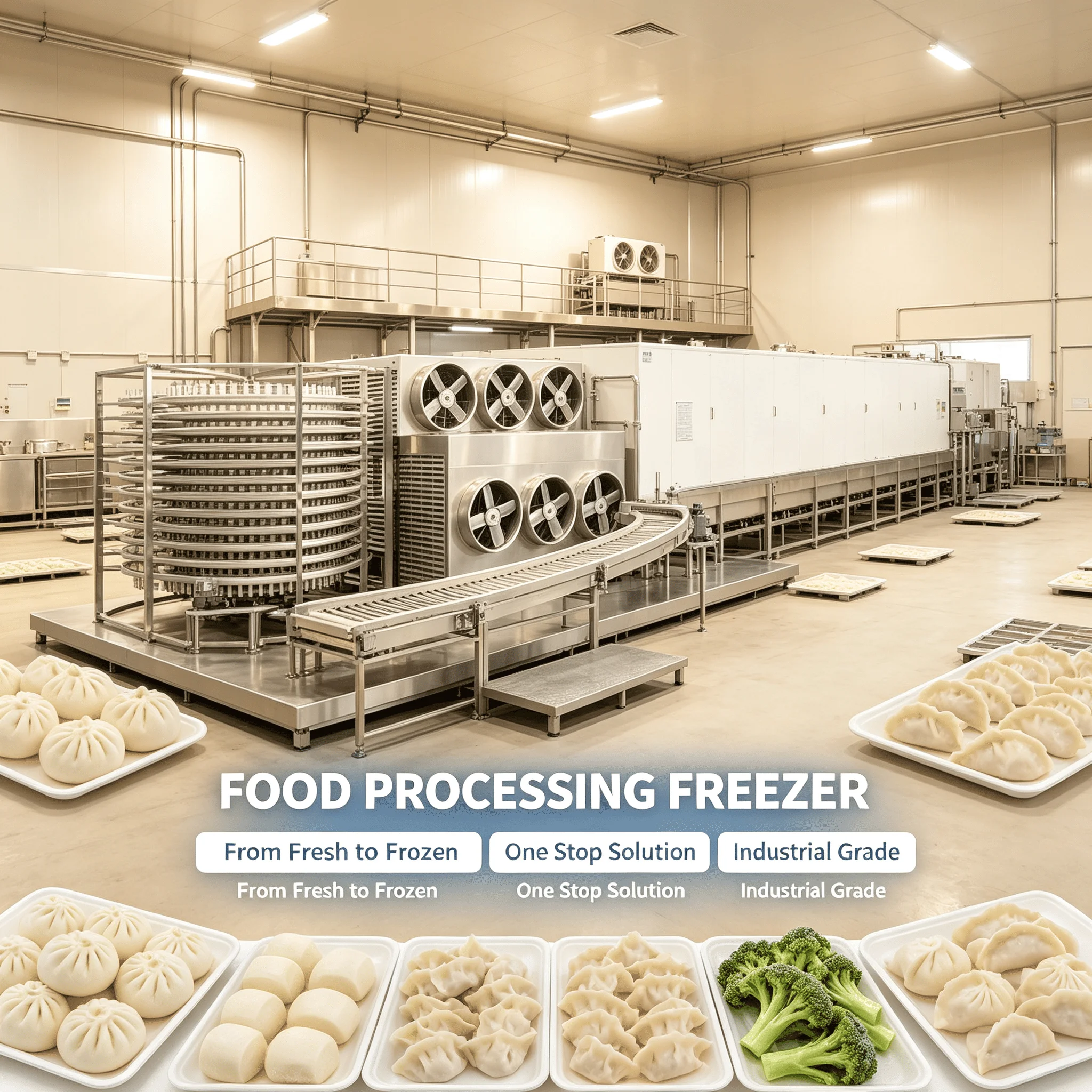 Spiral Freezer Commercial Quick Freezer IQF for Bakery Factory Frozen Bun and Croissant Customized