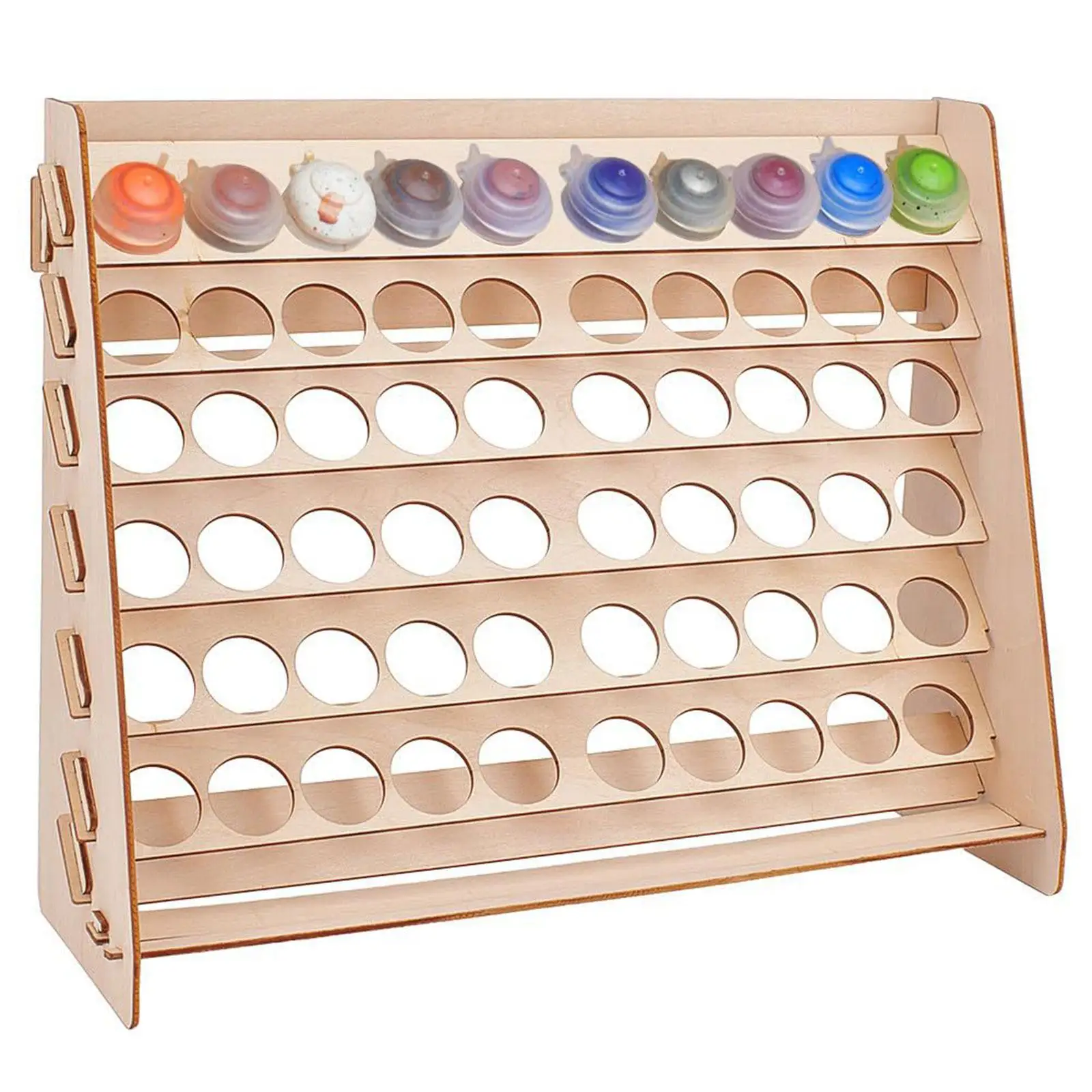 Craft Paint Bottles Organizer Rack 13.7x4.7x10.6inch 1.3inch Hole Accessories Lightweight for Artists Hobbyists Wood