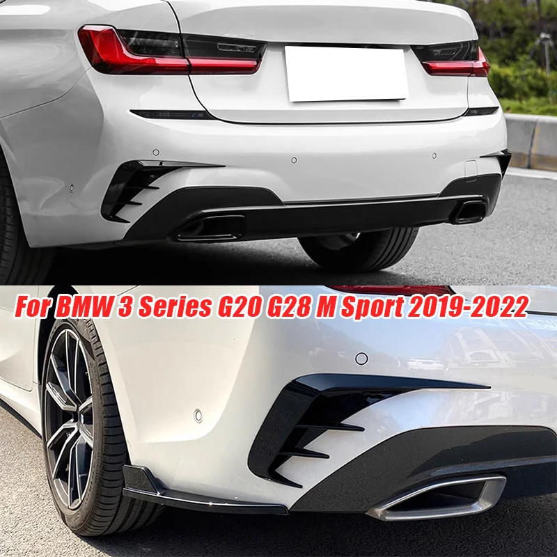 Rear Bumper Side Splitter Canards Vent Cover Trim For BMW 3 Series G20 Sedan M Pack 320e 330e 318i 320i 325i 330i 340i 2019-2022