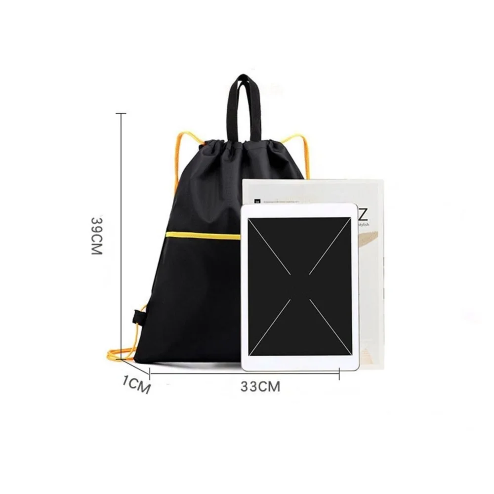 Drawstring Closure Waterproof Nylon Bag Two Pocket Portable Design Drawstring Bag Lightweight Construction Nylon Material