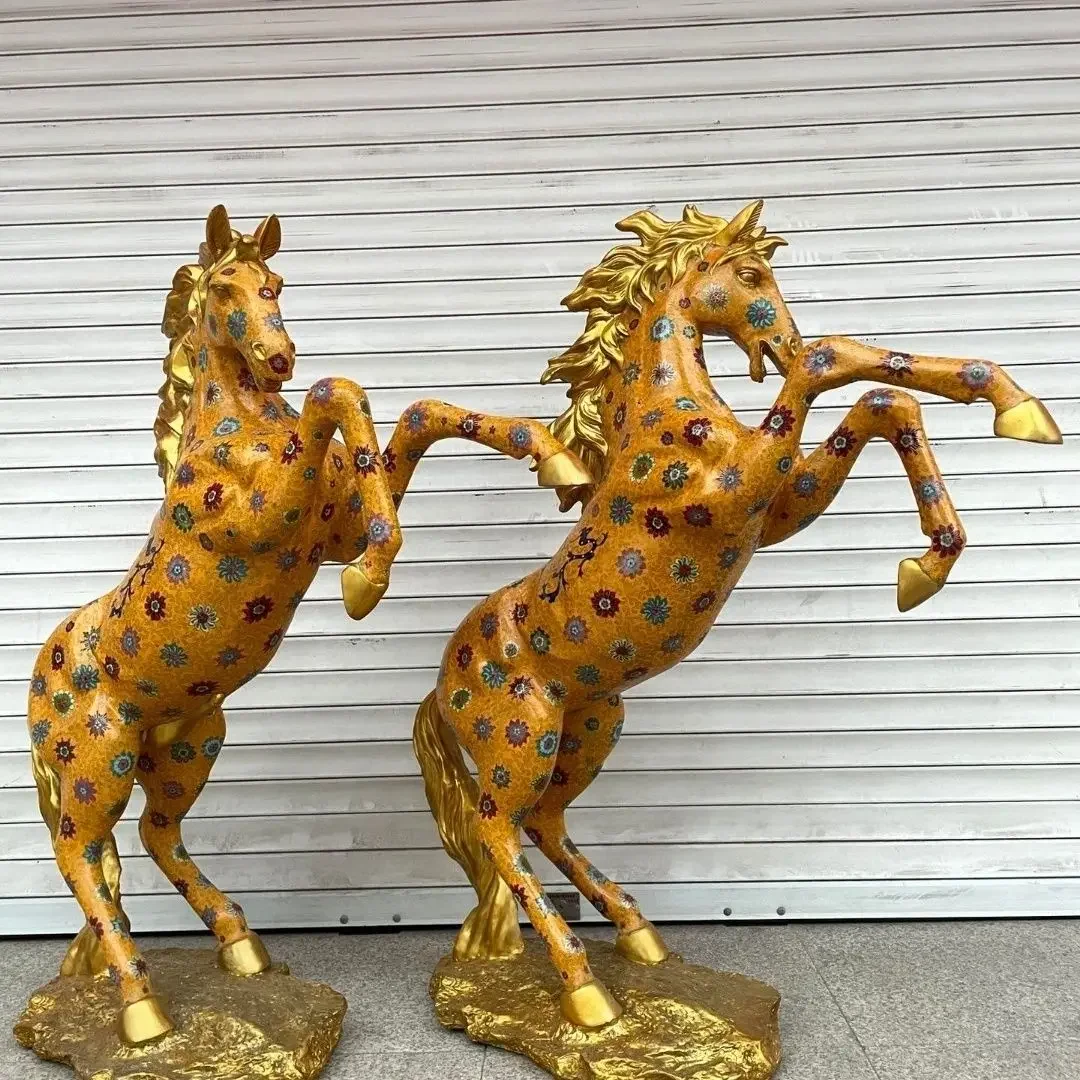 Pure copper gilt big ben horse, pure handmade filigree craft enamel color ornament