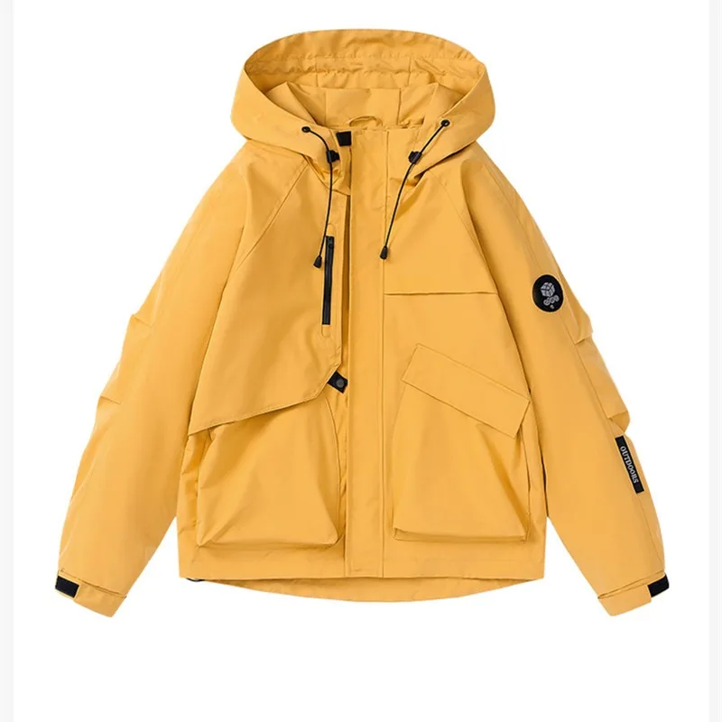 

Мужская ветрозащитная куртка с капюшоном, весенне-осенняя новая одежда для скалолазания, верхняя одежда на четыре сезона, пальто молодежного движения, свободный крой, длинный...