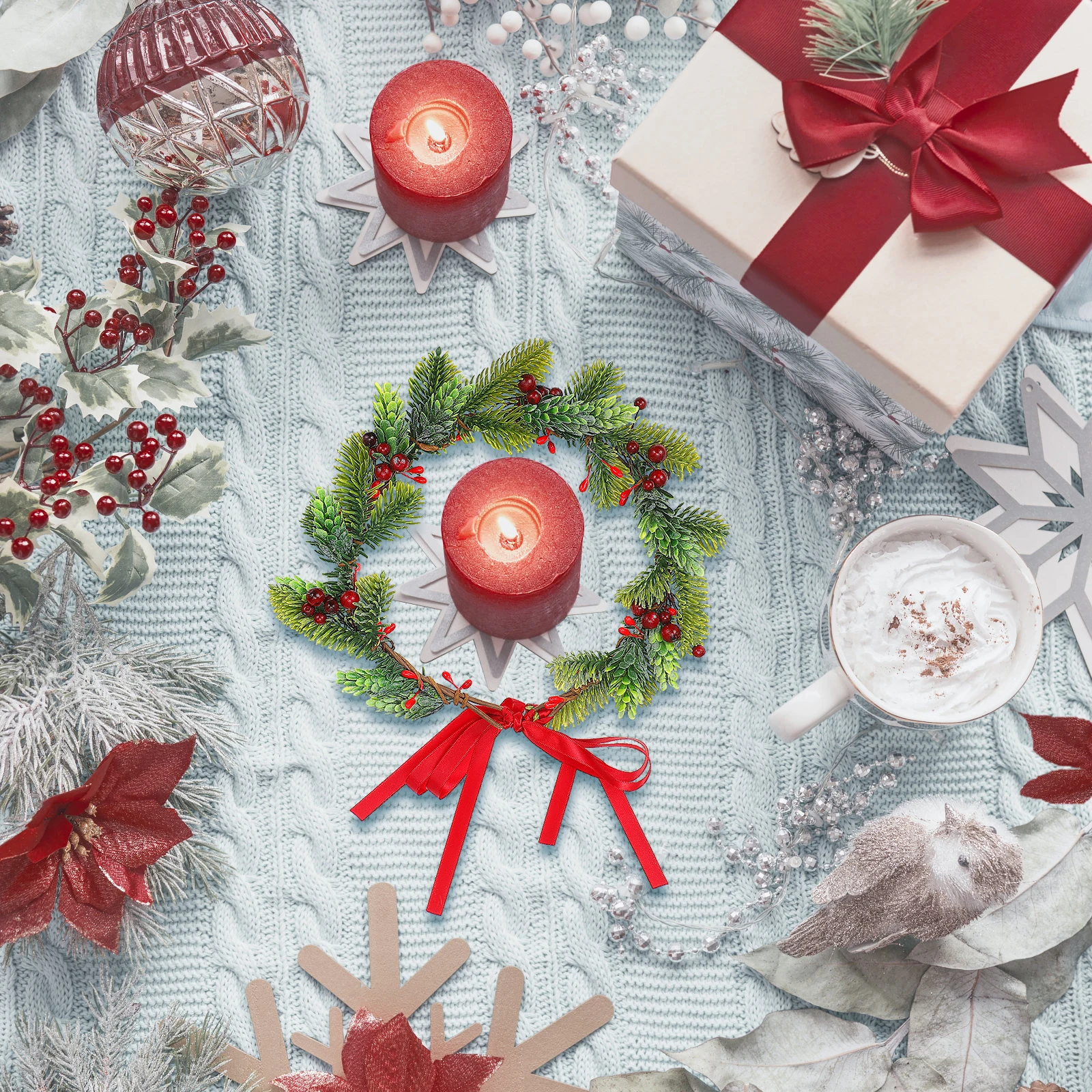

Christmas Garland Headband Hair Accessories Holly Crown Women Girls Simulation Leaves Wreath Ribbon