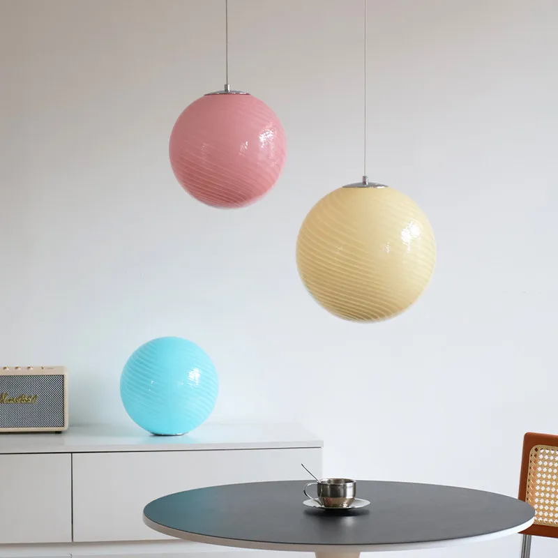 Nordic Colored Bubble Glass Ball Pendant Light Used For Restaurant Bar Counter Bedroom Children's