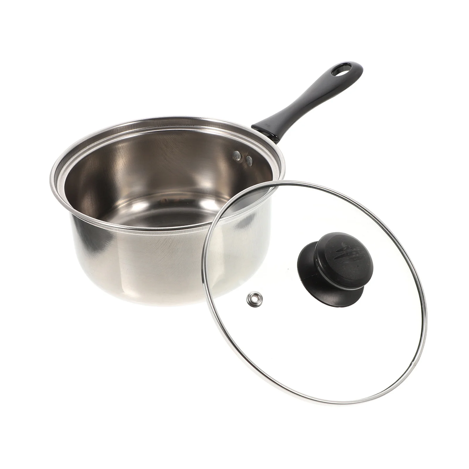 

Stainless Steel Milk Pot Deep Soup Pan Non-Stick Cooking Pot Household Skillet Lid Glass Cookware Heat Resistant for Coffee