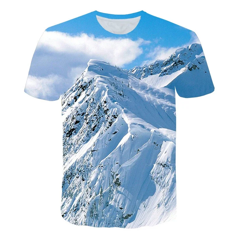 

Graphic T Shirts For Men Fashion Natural Scenery Pattern T Shirt Handsome Casual 3D Print T-shirt Summer Mountains and Rivers