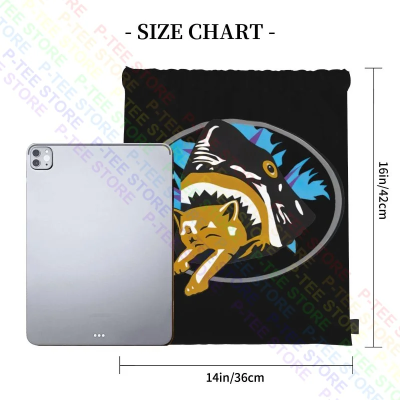 Saul Silver Shark Eats Cat Pineapple Kitten Bite Eating Drawstring Bags Gym Bag Softback 3d Printing