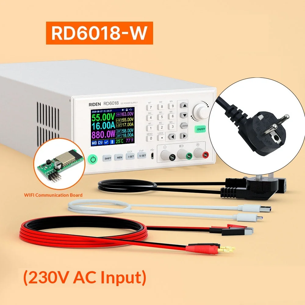 RD6018-W Assembled Set 60V 18A USB AC To DC Adjustable Step Down Voltage for Electrolytic Electroplating Experiments