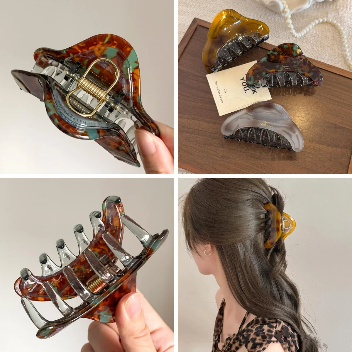 

9CM Claw Clip Sweet Color Hair Claw For Women Simple Shark Clip Geometric Acrylic Hairpins Hair Accessories Girl Gift