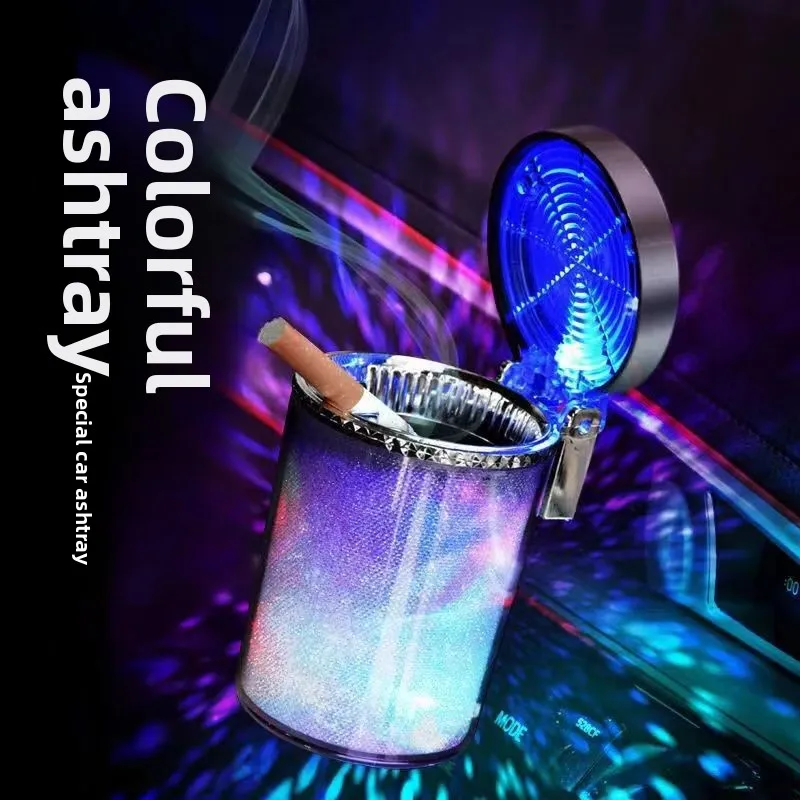

1pcs Car Cigarette Ashtray Cup With Lid With LED Light Portable Hanging Kit Vehicle Ashtray Holder Cigarette Ashtray Accessories