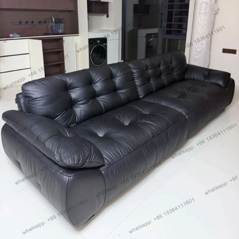 LJY Genuine Leather Sofa Luxurious Italian Living Room Black Clouds Living Room Sofas And Seating Couch Sofa Home Furniture
