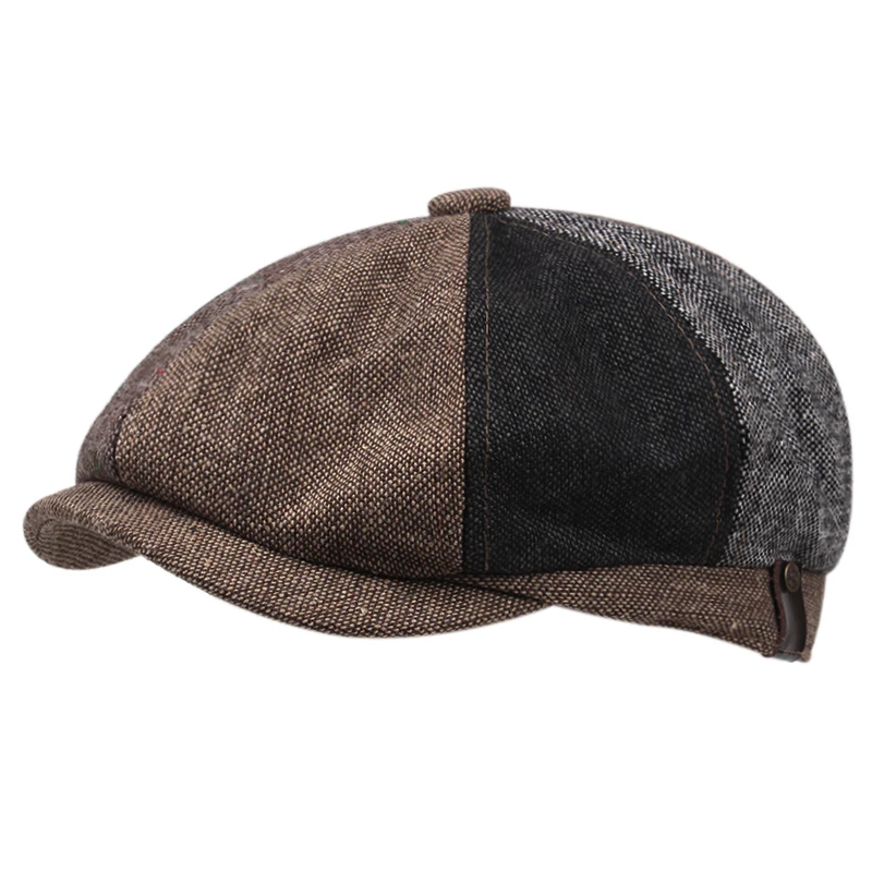 2022 new men\'s cotton colorblock newsboy hat painter hat ivy driver driver hat wholesale